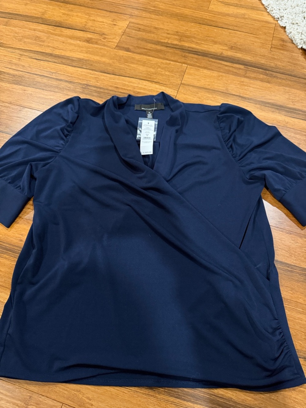 WHBM Navy Wrap-Front Women's Top - Classic V-Neck